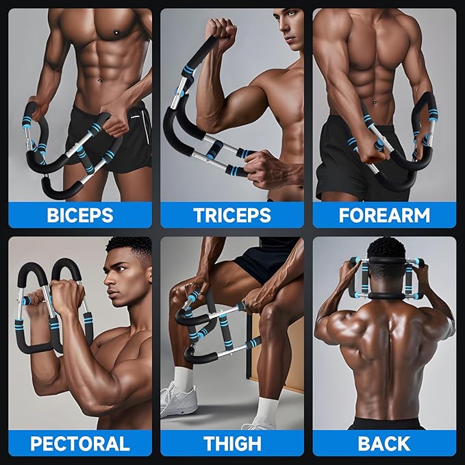Twister Arm Trainer, Adjustable Chest Workout Equipment 40-130lb, Arm Trainer with 4 Spring, Chest Exerciser for Men, Detachable Power Bar Fitness Machine for Chest Clip Muscle