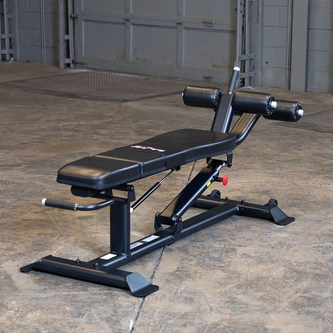 Pro ClubLine (SAB500B) Ab Bench by Body-Solid - Adjustable Sit Up/Weight Bench for Full Abdominal, Decline, Incline, and Flat Exercise, Black Finish