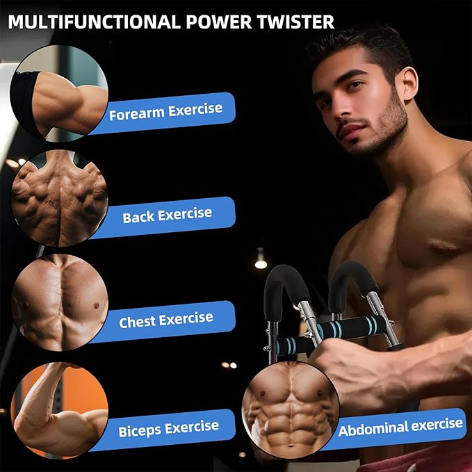 Twister Arm and Chest Muscle Trainer, U-Shape Power Twister Arm Exerciser Adjustable, Shoulder, Biceps, Triceps, Back and Forearm Chest Enhanced Exercise, Upper Body Strength Training