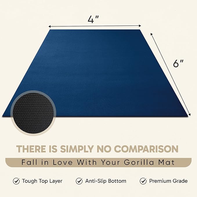 Gorilla Mats Premium Large Exercise Mat – 6x4', 7x4', x7x5', 8x4', 10x4' (1/4" Thick) Ultra Durable, Non-Slip, Workout Mat for Instant Home Gym Flooring – Great on Any Floor – Use With or Without Shoes