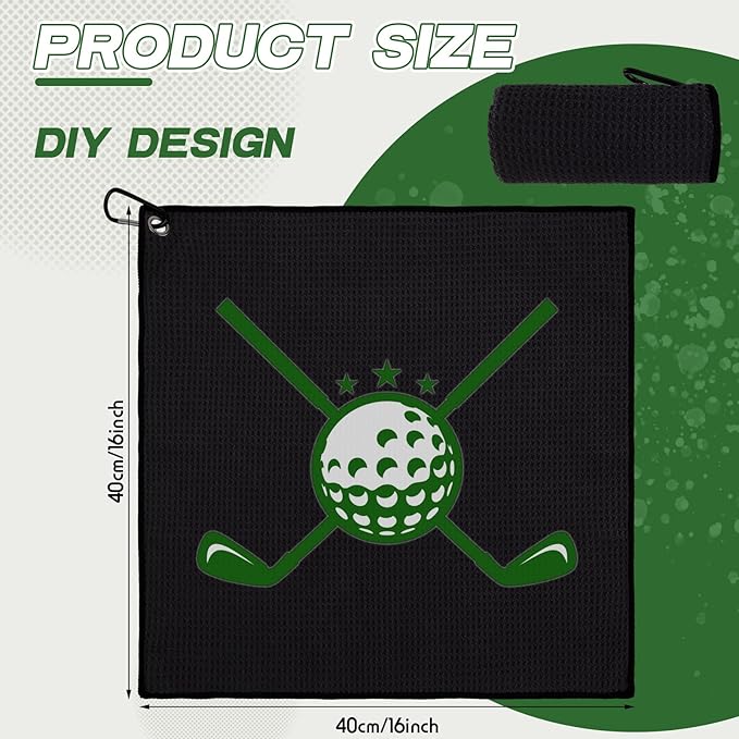 Batiyeer Golf Towels Bulk for Bags 16'' x 16'' Microfiber Waffle Pattern Golf Towel with Clipfor Mini Tournament, Club, Yoga, Fitness