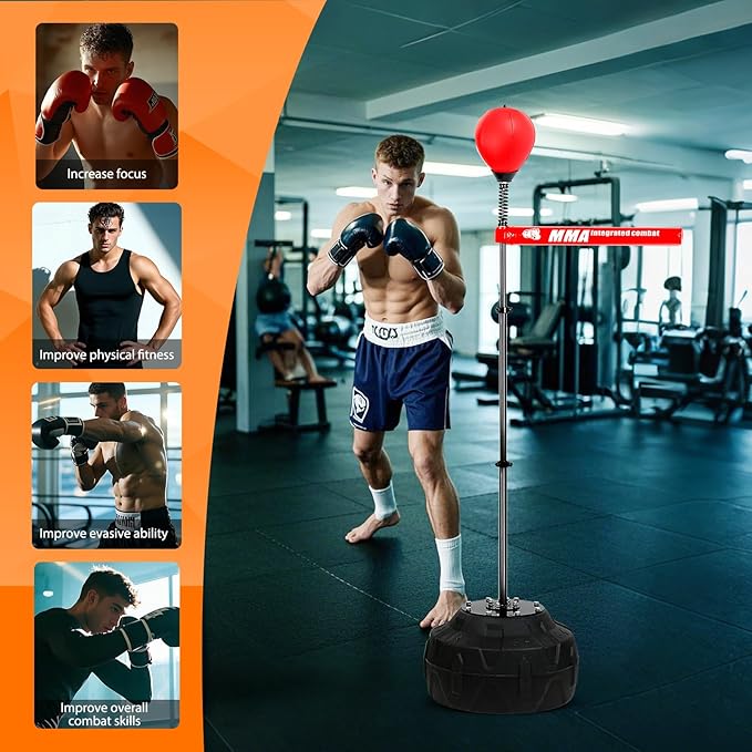 Punching Bag Reflex Boxing Adjustable Height 76in for Adults