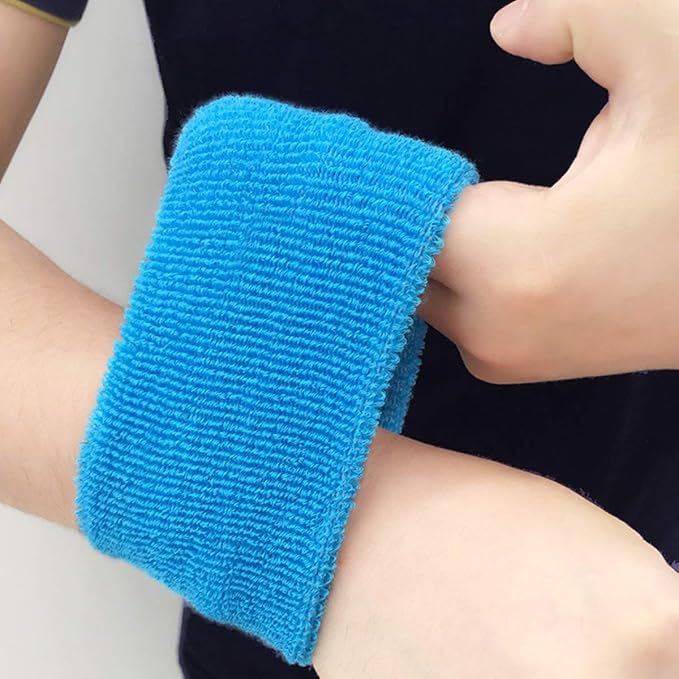 10 Pairs Sports Wristbands, Wrist Sweatbands for Men & Women, Stretchy & Sweat Absorbing Cotton Terry,Perfect for Basketball, Football, Tennis, Soccer, Running & Working Out