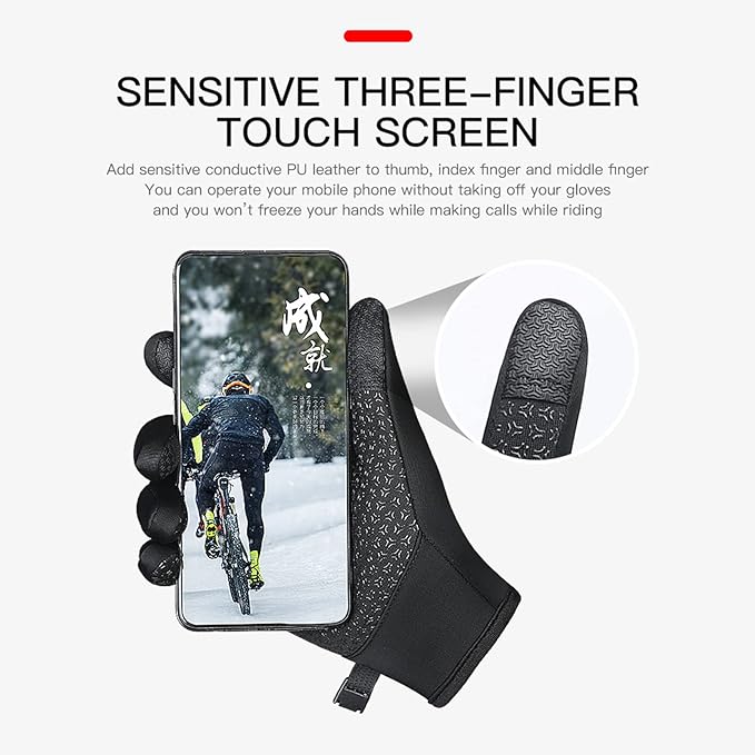 Winter Thermal Gloves for Men and Women, Waterproof Windproof and Non-Slip Gloves, Warm Touch Screen Gloves for Outdoor Running, Cycling, Driving, Small Size