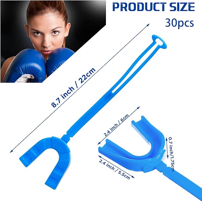 Kanayu 30 Pcs Strapped Mouth Guard No Boil Mouth Guard Soft Sports Mouthguard with Strap Mouth Protector for Adult Youth Boxing Basketball Hockey Lacrosse Wrestling Rugby