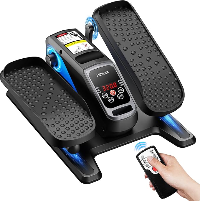 Under Desk Elliptical Machine,Ellipse Leg Exerciser Electric with Remoter,12 Manual Adjustable Speed and 3 Automatic Speed,Portable Seated Pedal Exerciser for Seniors,Adults,Home,Office, Black