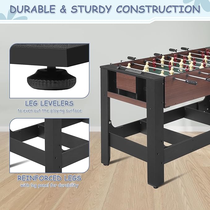 54” 4-in-1 Swivel Multi-Game Table - Combo Game Table Set for Kids, Adults - Indoor and Outdoor Arcade Sports Table - Air Hockey, Billiards, Foosball, Ping Pong for Home, Game Room