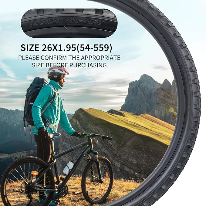 Mountain Bike tire, 24x1.95/26x1.95 Folding Replacement Bicycle Tires with Tire Levers and Tire Tubes, 24''/26'' Mountain Bicycle Tire for MTB Off-Road Bicycle Cycling