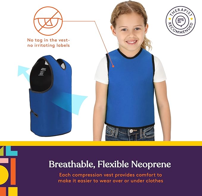 Special Supplies Sensory Compression Vest Deep Pressure Comfort (Blue, X-Small)