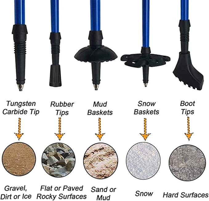 Aihoye Trekking Poles Shock Absorbing Adjustable Hiking or Walking Sticks for Hiking Collapsible Strong, 2-pc Pack Lightweight Walking Pole, All Terrain Accessories and Carry Bag