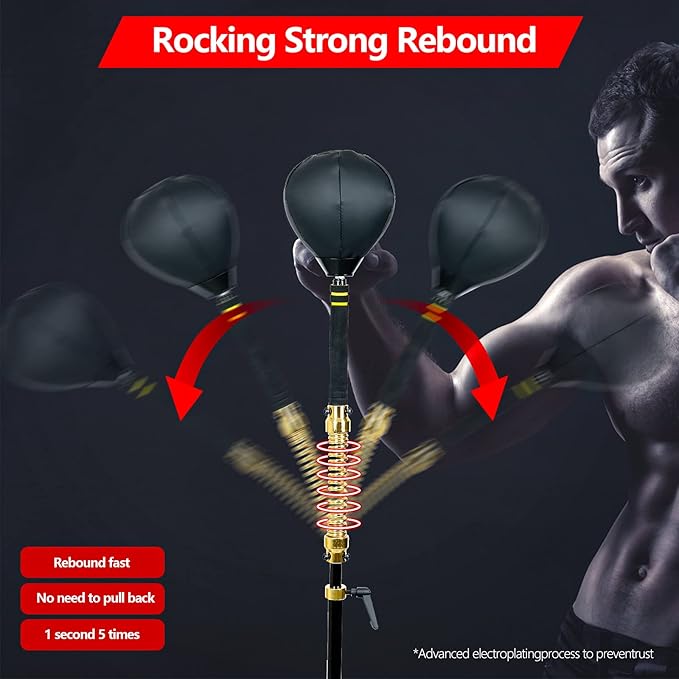 INNOLIFE Boxing Fast Respond Speed Bar Heavy Duty Punching Equipment Adjustable Height from 57"~74.8" Boxing Skills Training Free Standing