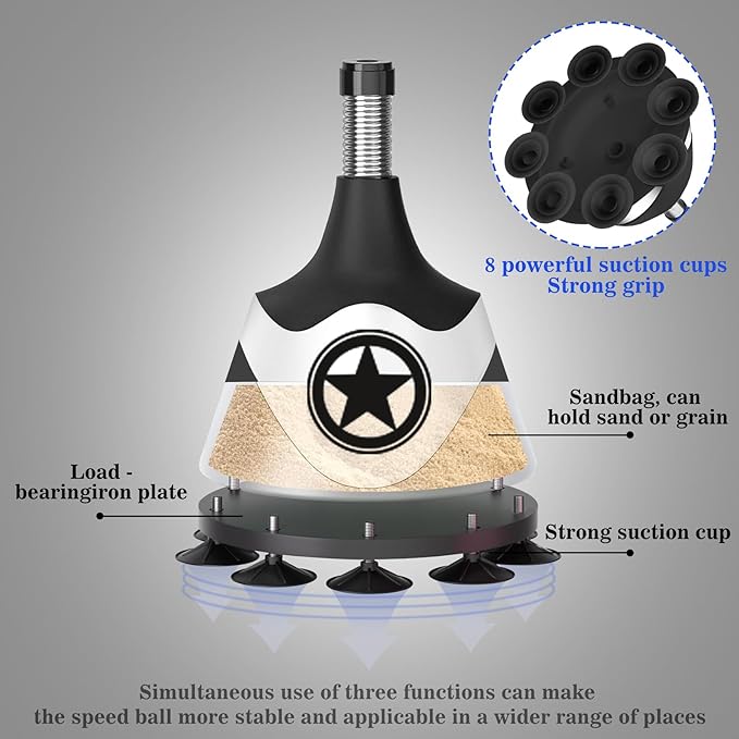 Boxing Speed Training Sandbag with Suction Cup, Boxing Reflex Bag for Teens and Adults, Height Adjustable - Home Gym Equipment