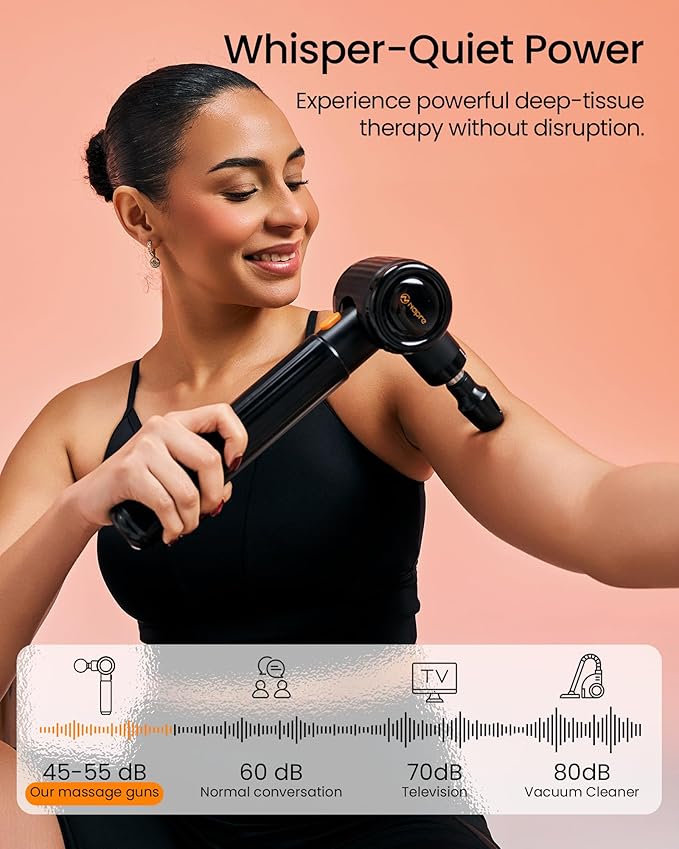 Massage Gun with Heat,Massage Gun Deep Tissue with Extension Handle & 3 Adjustable Angles,Handheld Percussion Back Massager for Muscle/Neck/Body Pain Relief with Portable Case,Black