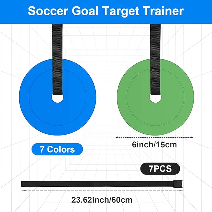 7 Pieces Soccer Goal Target Trainer with Adjustable Straps,Multi-Color Soccer Target for Shooting Accuracy Training for Football,Hockey,Basketball,Lacrosse Goal Sports Training