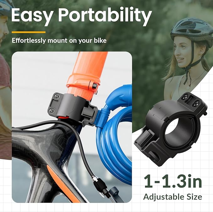 Titanker Bike Lock, Bicycle Lock 4 Feet Cable Lock 1/2 Inch Resettable Bike Lock Combination with Mounting Bracket, Bike Accessories for Bicycle, Electric Scooter, Motorcycle