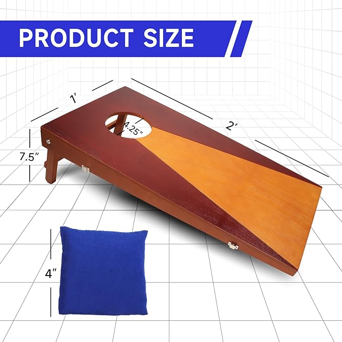 GSE Games & Sports Expert Portable Cornhole Toss Game Set with 8 Bean Bags, Wooden Cornhole Game Set for Indoor&Outdoor. Bean Bag Toss Game Set for Family, Friends