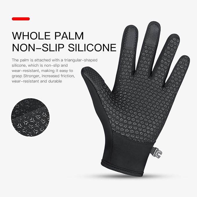 Winter Thermal Gloves for Men and Women, Waterproof Windproof and Non-Slip Gloves, Warm Touch Screen Gloves for Outdoor Running, Cycling, Driving, Small Size