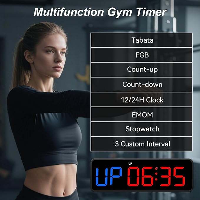 Portable Gym Timer Clock: Fitness Digital Clock with Strong Magnet - Remote Control for Fitness Enthusiasts - Powerful Battery for Home Gym Garage Boxing