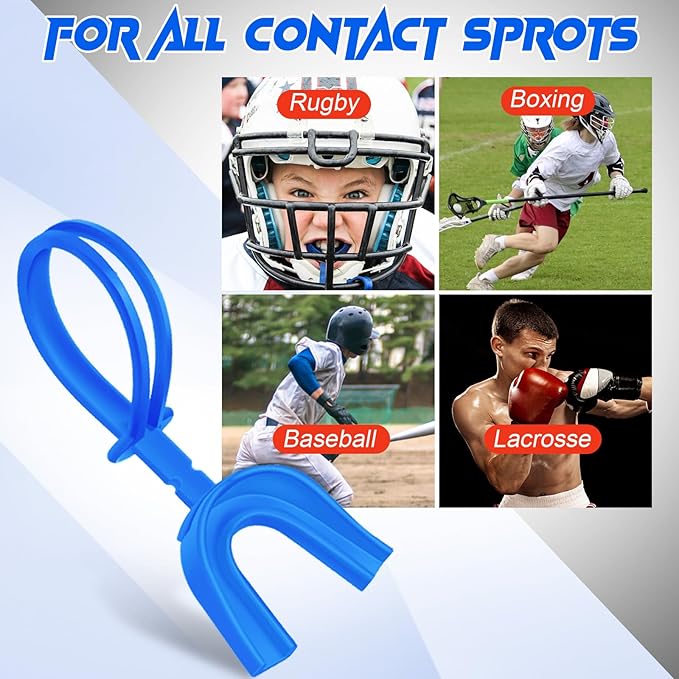 Kanayu 30 Pcs Strapped Mouth Guard No Boil Mouth Guard Soft Sports Mouthguard with Strap Mouth Protector for Adult Youth Boxing Basketball Hockey Lacrosse Wrestling Rugby