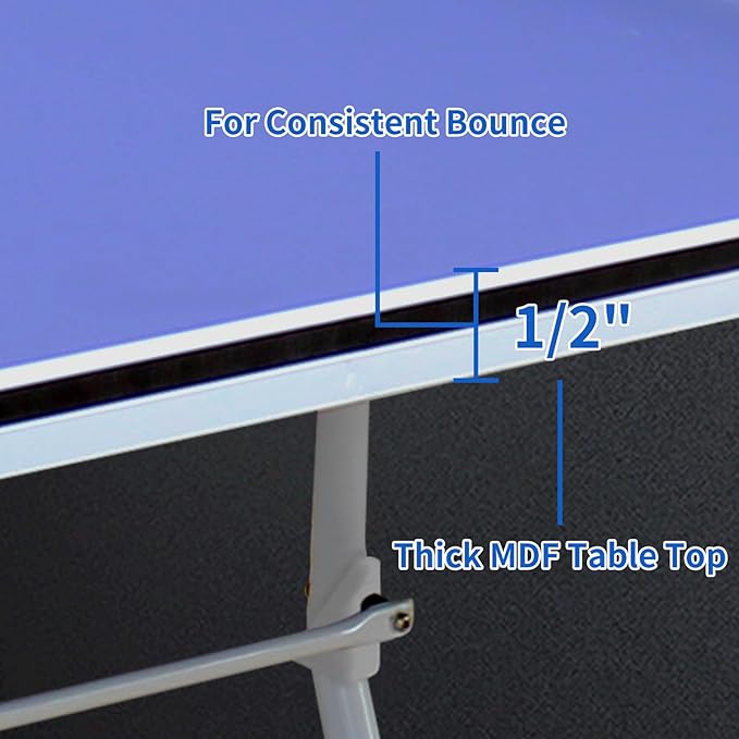 9FT Table Tennis Table, Foldable Ping Pong Table Set for Indoor Games, Portable Table Tennis Table with Net, 2 Table Tennis Paddles and 3 Balls