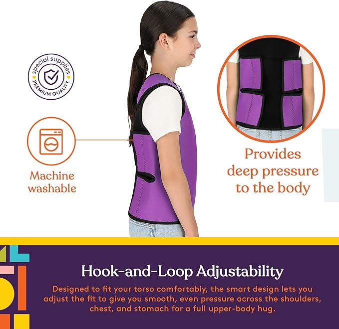 Special Supplies Sensory Compression Vest Deep Pressure Comfort (Purple, Meduim)