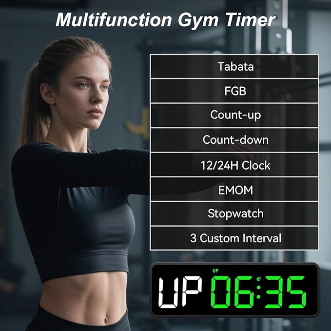 Portable Gym Timer Clock: Fitness Digital Clock with Strong Magnet - Remote Control for Fitness Enthusiasts - Powerful Battery for Home Gym Garage Boxing