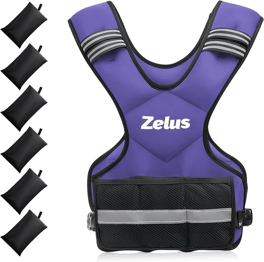 ZELUS Weighted Vest for Men and Women | 4-10lb/11-20lb/20-32lb Vest with 6 Ironsand Weights for Home Workouts | Adjustable Body Weight Vest Exercise Set for Cardio and Strength Training