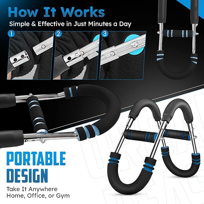 URBAN BEAST 80-100 Lb Adjustable Twister Arm Trainer for Men & Women to Workout Upper Body| 2 Spring Gorilla Bar with Portable & Durable Construction for Chest Workout Equipment| Power Twister Bar
