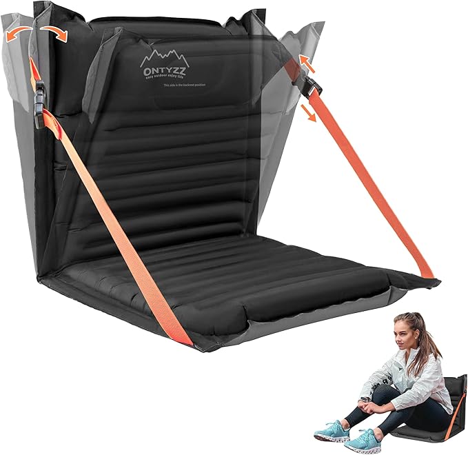 ONTYZZ Stadium Seats with Back Support Inflatable Portable Folding Comfort Seat Waterproof Cushion with Backrest for Sports Events Stadium and Camping