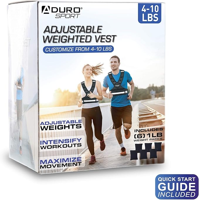 "Aduro Sport Adjustable Weighted Vest Workout Equipment, 4-10lbs/11-20lbs/20-32lbs/26-46lbs Body Weight Vest for Men, Women, Kids"