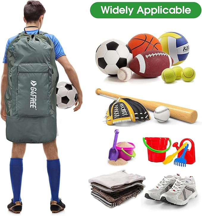 G4Free Extra Large Mesh Ball Carry Bag for Soccer, Basketball, Football, Volleyball, Swim
