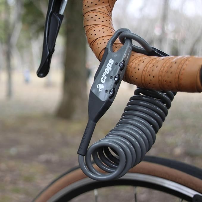 Bike Lock Cable, Q5-COCON 6ft Black, 3-Digit Resettable Combination Cable Lock, Compact Design, Easy to Carry, Bicycle Lock Cable