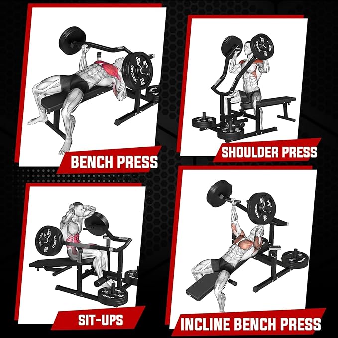 GMWD Chest Press Machine, 1050LBS Bench Press Machine with Independent Converging Arms, Adjustable Flat Incline Bench for Chest, AB Workouts, Shoulder Home Gym Equipment, V1