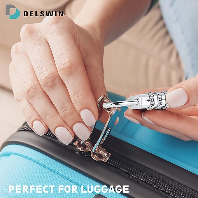 DELSWIN Small Combination Lock for Locker - 4Pack Resettable Luggage Locks for Backpack Suitcase - Gym Employee Locker Lock Combo Padlock