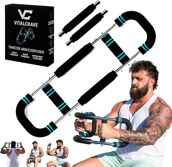 Twister Arm Trainer, 40–100lb Adjustable Chest Workout Equipment, Arm Trainer & Portable Power Twister Bar – Detachable Design for Full Upper Body Workout at Home & Gym