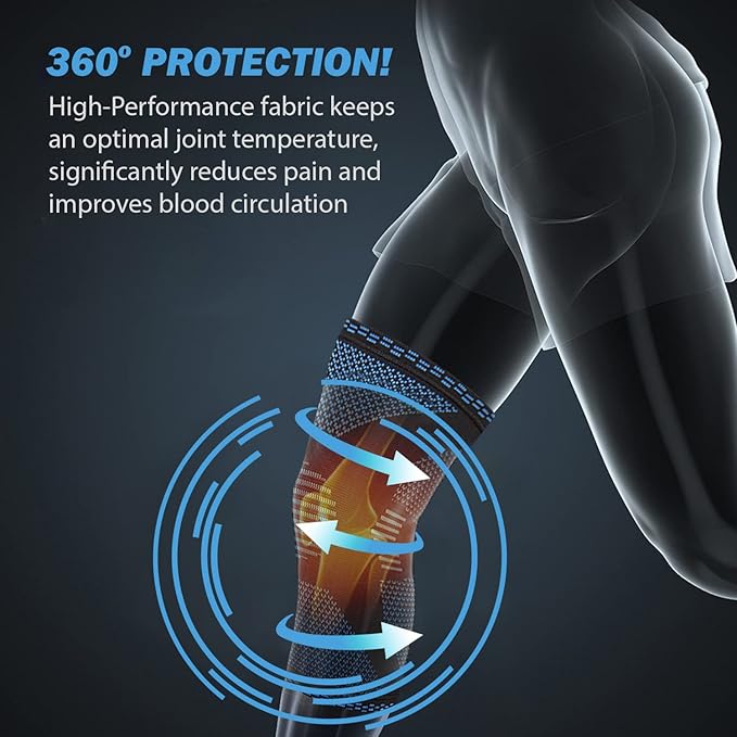 POWERLIX Knee Compression Sleeve - Best Knee Brace for Knee Pain for Men & Women – Knee Support for Running, Basketball, Volleyball, Weightlifting, Gym, Workout, Sports - (Light Blue XL)
