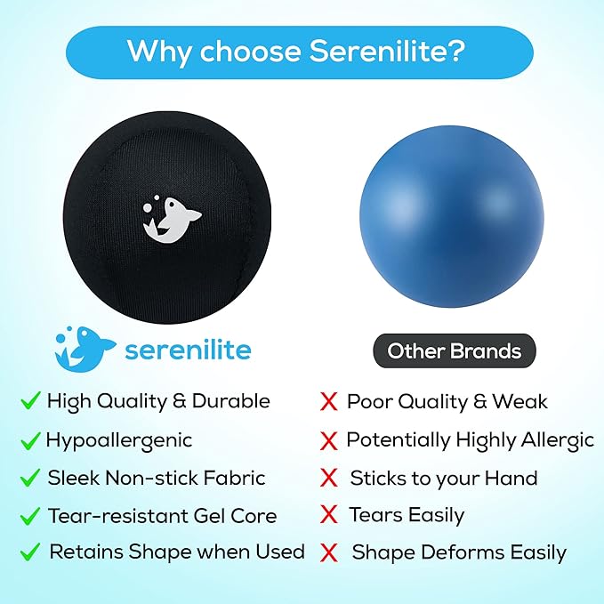 Serenilite Stress Balls for Adults, Squeeze Ball for Hand Therapy, Stress Ball, Hand Exercisers for Therapy & Grip Strengthening, Physical Therapy Balls, Hand Grip Strengthener.