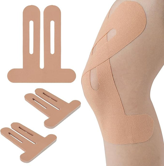 10PCS Kinesiology Tape for Knees, Kinesiology Tape Precut Strips for Knee Support & Stability, Waterproof Breathable Elastic Sports Tape for Pain Relief, Athletic Tape for Muscle & Joint, Beige