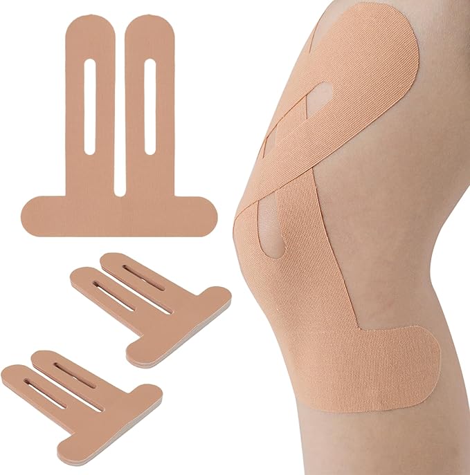 20PCS Kinesiology Tape for Knees, Kinesiology Tape Precut Strips for Knee Support & Stability, Waterproof Breathable Elastic Sports Tape for Pain Relief, Athletic Tape for Muscle & Joint, Beige