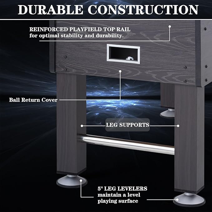 Large Size Foosball Table Adult Size, Full Size Soccer Game Table w/2 Balls, Leg Levelers & Heavy-Duty Legs, Durable Arcade Football Table for Game Room, Home, Office, Party