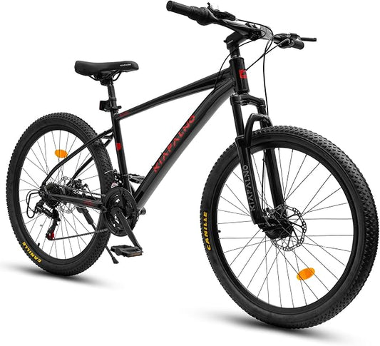 Mountain Bike 24 26 Inch, 21 Speeds Aluminum Frame/High-Carbon Steel Frame, Front Suspension Boys Girls Sport Bike, Adult Teens Bicycle for City Commuters, Summer Ride and Short Trip Camping