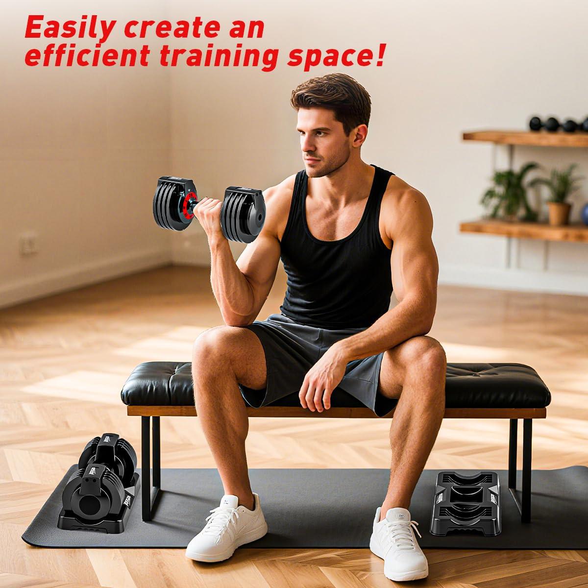 Adjustable Dumbbell Set of 2, 50lbs Free Weights Dumbbell Set