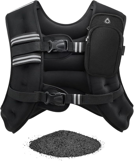 Weighted Vest 6 8 12 16 20lb with Reflective Stripe Adjustable Rucking Vest for Men Women Kid for Walking Running