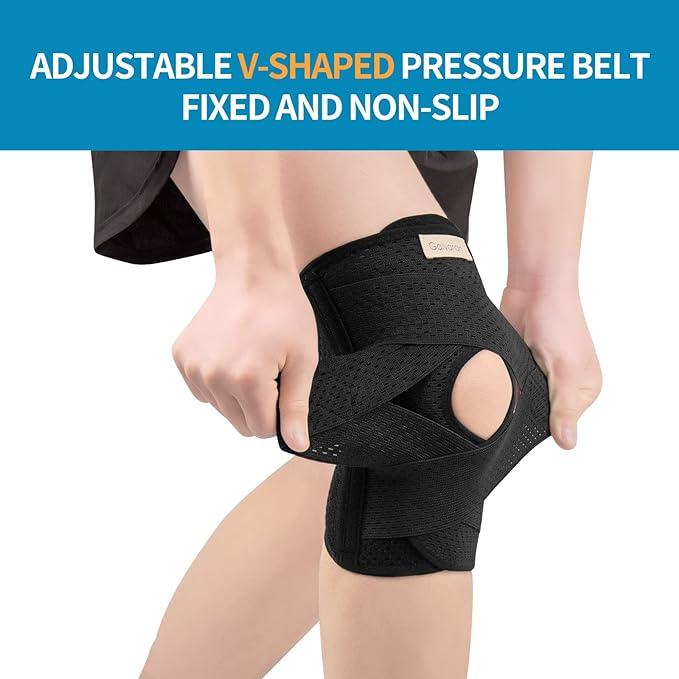 Galvaran Knee Brace with Side Stabilizers for Meniscal Tear Knee Pain ACL MCL Arthritis Injuries Recovery, Breathable Adjustable Knee Support for Men and Women