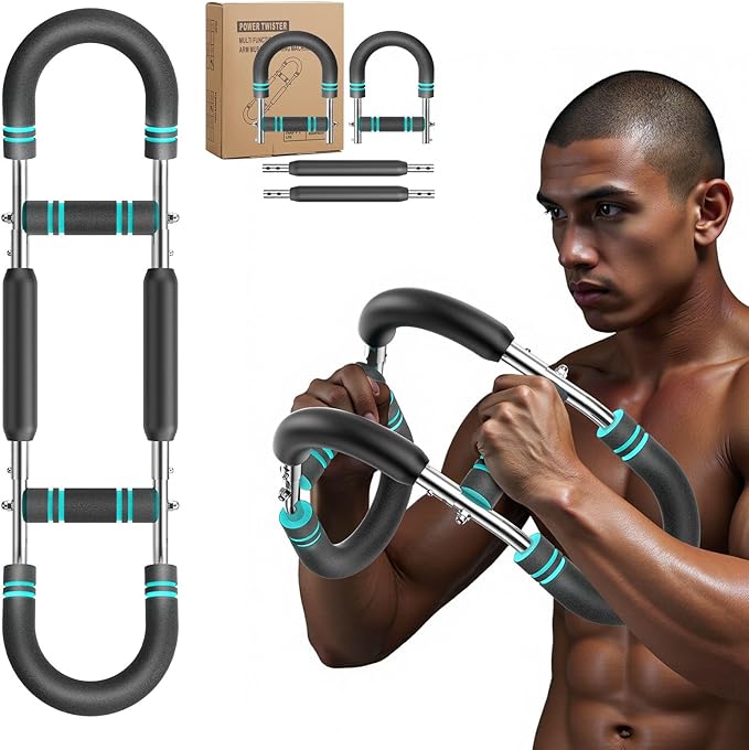 Twister arm Trainer, Adjustable Resistance (60-140 lbs) Chest Workout Equipment,Forearm Power Exercise bar , pectoralis spinalis Device, Portable Detachable Design