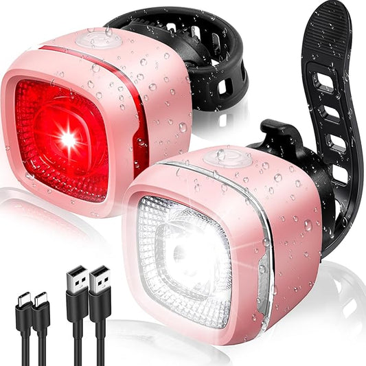 Mini Bike LightNew 5+5 Mode IPX6 Waterproof, Type-C Rechargeable, Suitable for Night Riding, with high Brightness Front and Rear,Headlight Taillight for Men Women Kids Road Mountain