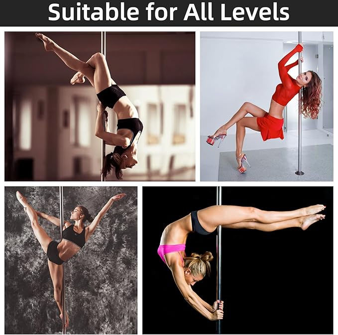 PRIOR FITNESS Permanent Fixed Dance Pole Kit, Professional 45mm Spinning & Static Dancing Pole Heavy-Duty Steel Pole Dance for Home, Adjustable Height Excellent for Home Exercise Studio Club Gym