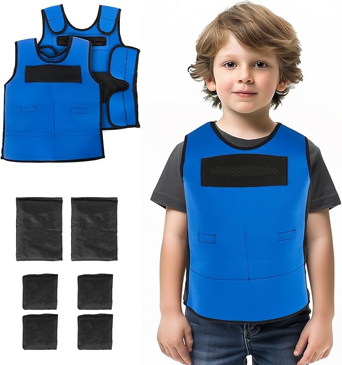 Weighted Vest for Kids, Adjustable Compression Vest for Kids, Compression Vest for Kids with ADHD and Autism Includes 6 Removable Weights, Small, Ages 2-4