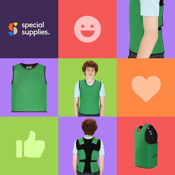 Special Supplies Sensory Compression Vest Deep Pressure Comfort (Green, Large)
