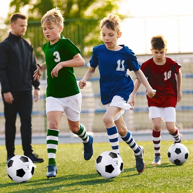 Deekin 6 Pcs Soccer Ball Bulk with Pump Teamwork Outdoor Sport Game Training Soccer Ball Bulk for School Sport Teen Adult Child